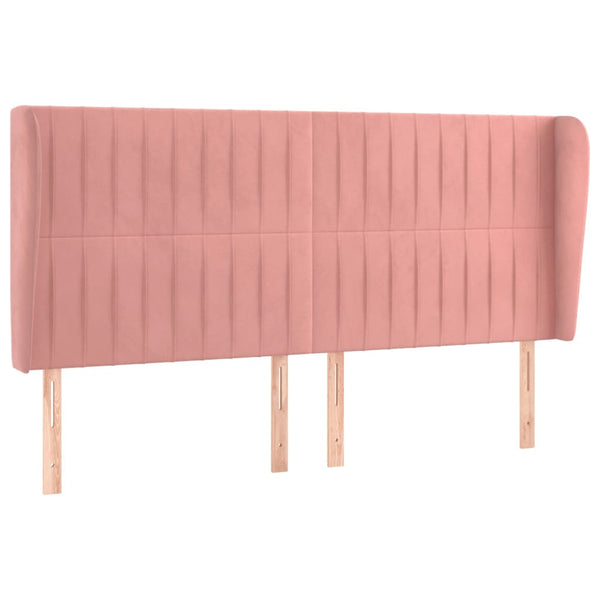 vidaXL Tête de lit à oreilles Rose 163x23x118/128 cm Velours