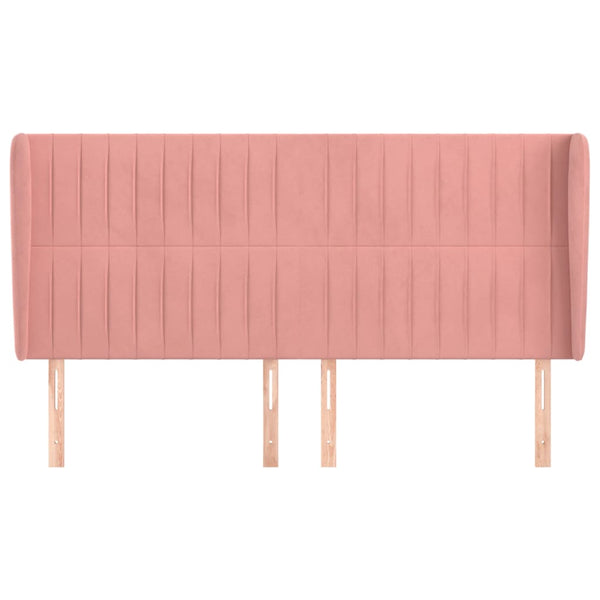 vidaXL Tête de lit à oreilles Rose 163x23x118/128 cm Velours