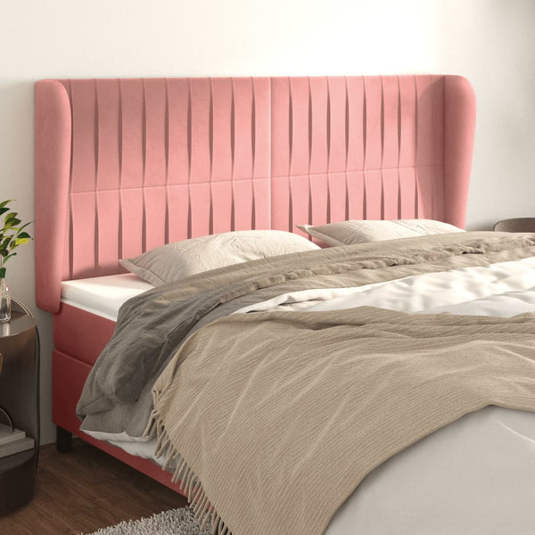 vidaXL Tête de lit à oreilles Rose 163x23x118/128 cm Velours