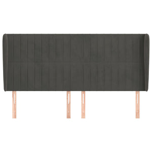 Kopfteil mit Ohren Dunkelgrau 203x23x118/128 cm Samt