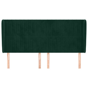 Kopfteil mit Ohren Dunkelgrün 203x23x118/128 cm Samt