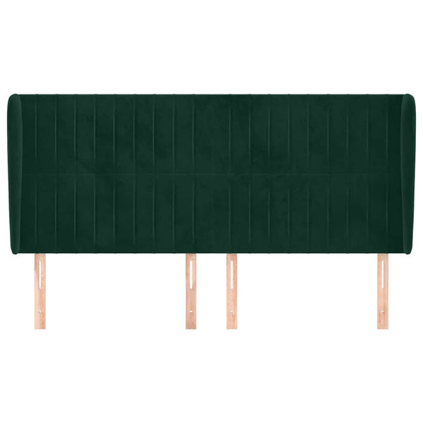Kopfteil mit Ohren Dunkelgrün 203x23x118/128 cm Samt