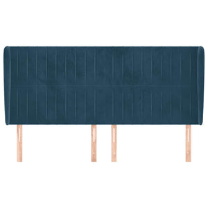 Kopfteil mit Ohren Dunkelblau 203x23x118/128 cm Samt