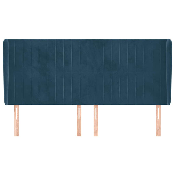 Kopfteil mit Ohren Dunkelblau 203x23x118/128 cm Samt