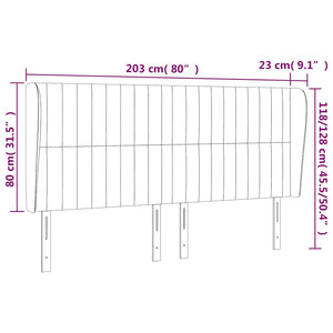 Kopfteil mit Ohren Dunkelblau 203x23x118/128 cm Samt