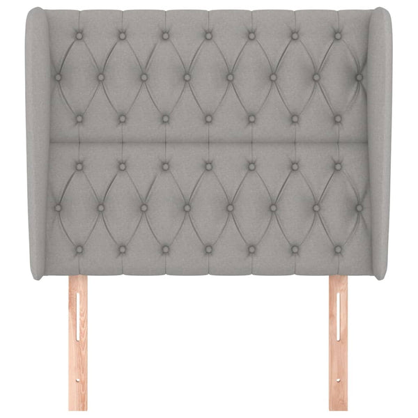 Kopfteil mit Ohren Hellgrau 93x23x118/128 cm Stoff