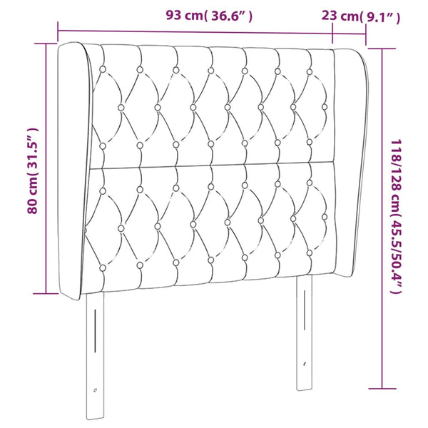 Kopfteil mit Ohren Dunkelgrau 93x23x118/128 cm Stoff