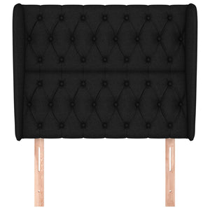 Kopfteil mit Ohren Schwarz 93x23x118/128 cm Stoff