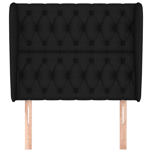 Kopfteil mit Ohren Schwarz 93x23x118/128 cm Stoff
