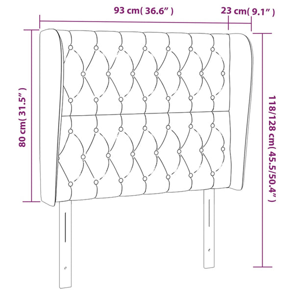 vidaXL Tête de lit à oreilles Crème 93x23x118/128 cm Tissu