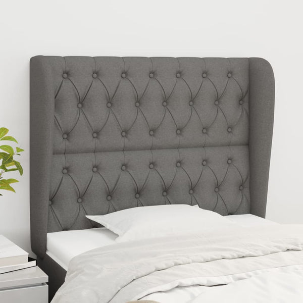Kopfteil mit Ohren Dunkelgrau 103x23x118/128 cm Stoff