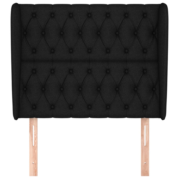 Kopfteil mit Ohren Schwarz 103x23x118/128 cm Stoff