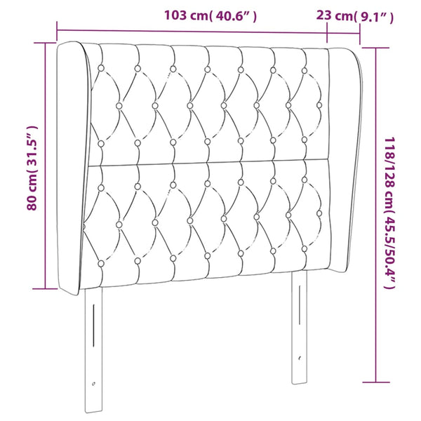 vidaXL Tête de lit à oreilles crème 103x23x118/128 cm Tissu