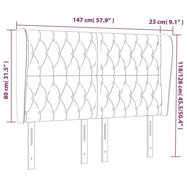 Kopfteil mit Ohren Dunkelgrau 147x23x118/128 cm Stoff