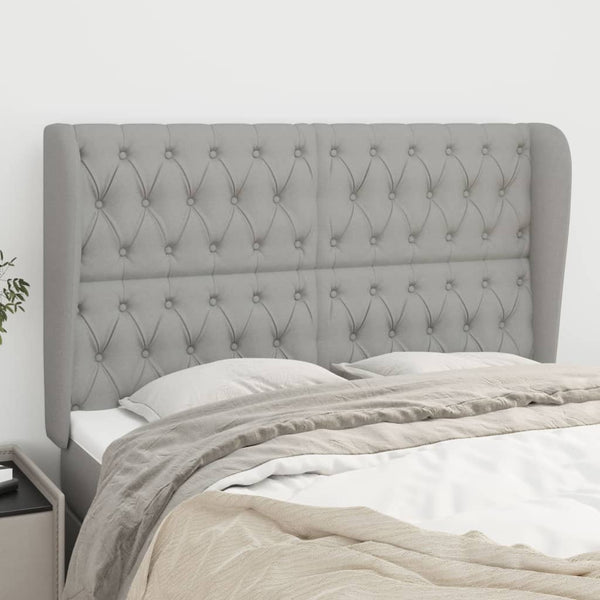 Kopfteil mit Ohren Hellgrau 163x23x118/128 cm Stoff