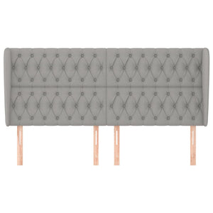 Kopfteil mit Ohren Hellgrau 183x23x118/128 cm Stoff