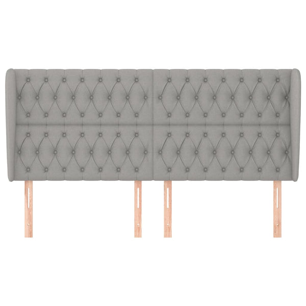 Kopfteil mit Ohren Hellgrau 183x23x118/128 cm Stoff