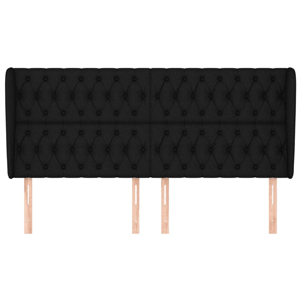 Kopfteil mit Ohren Schwarz 183x23x118/128 cm Stoff