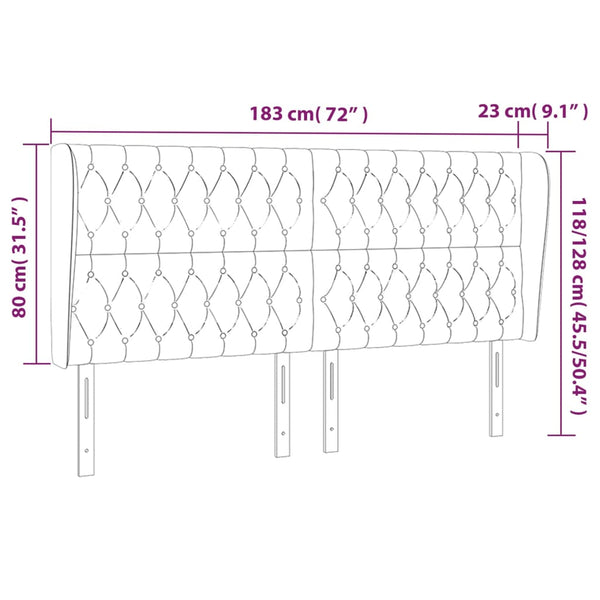 Kopfteil mit Ohren Schwarz 183x23x118/128 cm Stoff