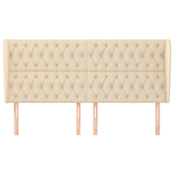 vidaXL Tête de lit avec oreilles crème 183x23x118/128 cm Tissu