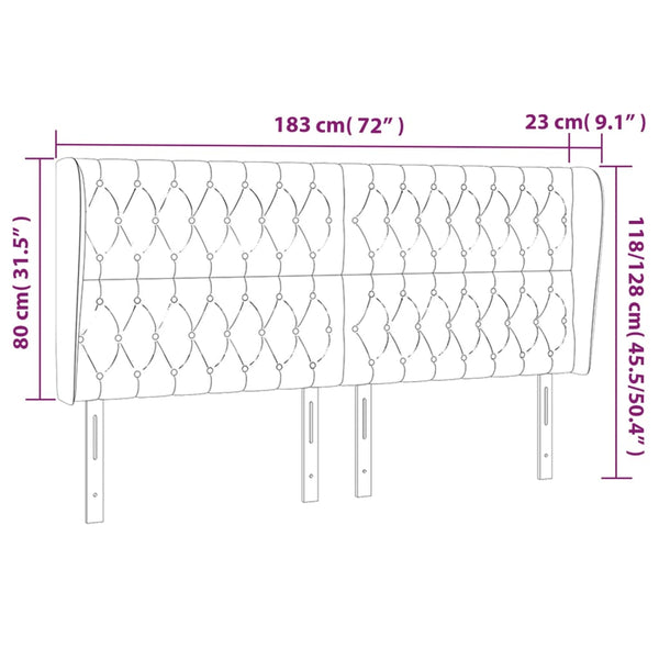 vidaXL Tête de lit avec oreilles crème 183x23x118/128 cm Tissu
