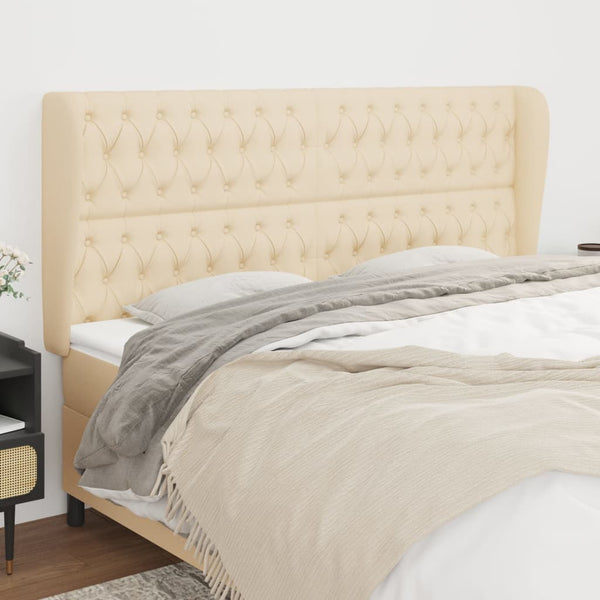 vidaXL Tête de lit avec oreilles crème 183x23x118/128 cm Tissu