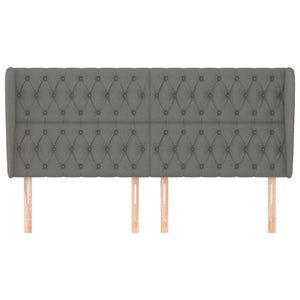 Kopfteil mit Ohren Dunkelgrau 203x23x118/128 cm Stoff