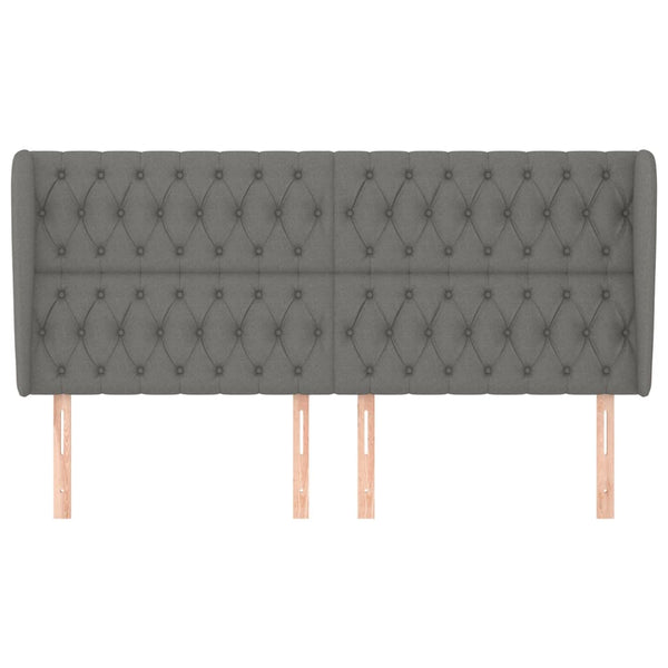 Kopfteil mit Ohren Dunkelgrau 203x23x118/128 cm Stoff