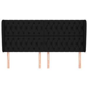 Kopfteil mit Ohren Schwarz 203x23x118/128 cm Stoff