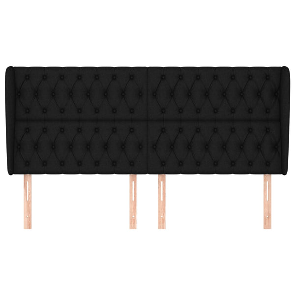 Kopfteil mit Ohren Schwarz 203x23x118/128 cm Stoff