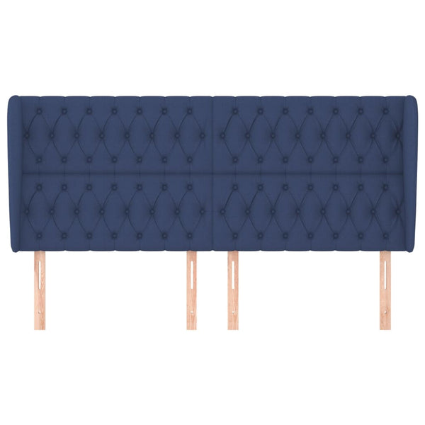 Kopfteil mit Ohren Blau 203x23x118/128 cm Stoff