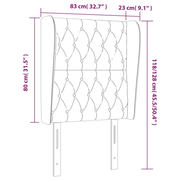 Kopfteil mit Ohren Schwarz 83x23x118/128 cm Samt