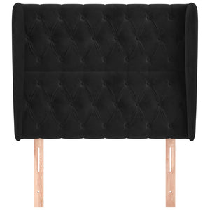 Kopfteil mit Ohren Schwarz 93x23x118/128 cm Samt