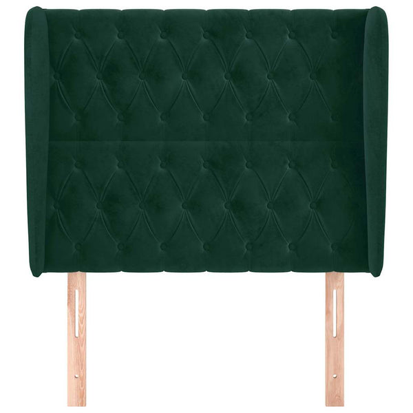 Kopfteil mit Ohren Dunkelgrün 103x23x118/128 cm Samt