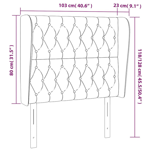 Kopfteil mit Ohren Dunkelgrün 103x23x118/128 cm Samt