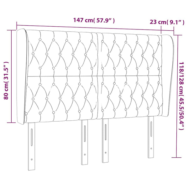 Kopfteil mit Ohren Dunkelblau 147x23x118/128 cm Samt
