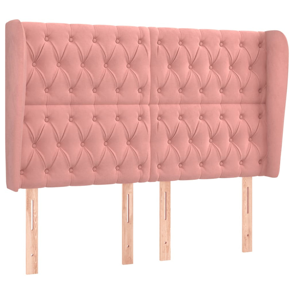Kopfteil mit Ohren Rosa 147x23x118/128 cm Samt