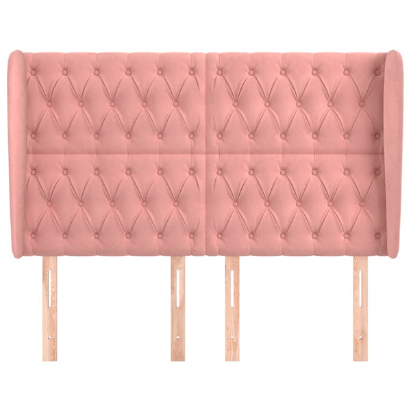 Kopfteil mit Ohren Rosa 147x23x118/128 cm Samt