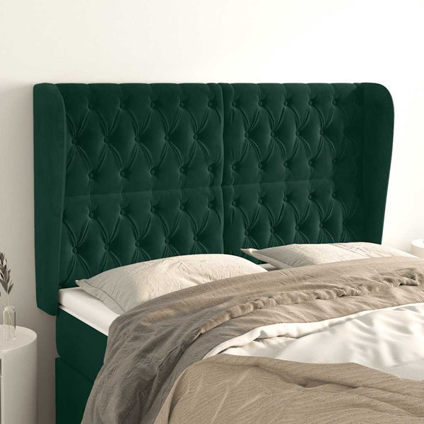 Kopfteil mit Ohren Dunkelgrün 163x23x118/128 cm Samt