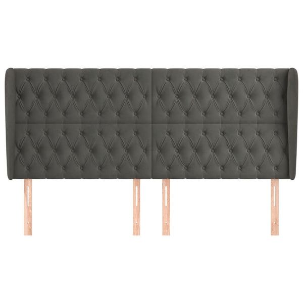 Kopfteil mit Ohren Dunkelgrau 183x23x118/128 cm Samt
