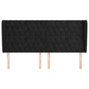 Kopfteil mit Ohren Schwarz 183x23x118/128 cm Samt