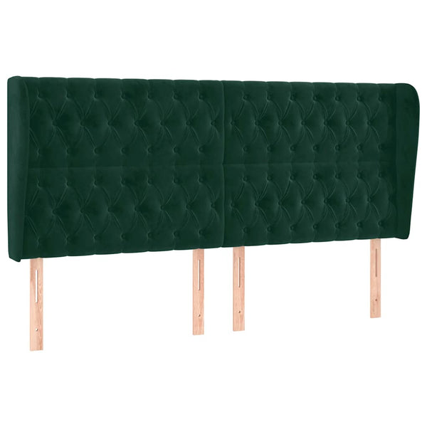 Kopfteil mit Ohren Dunkelgrün 183x23x118/128 cm Samt