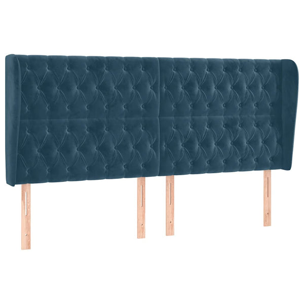 Kopfteil mit Ohren Dunkelblau 183x23x118/128 cm Samt