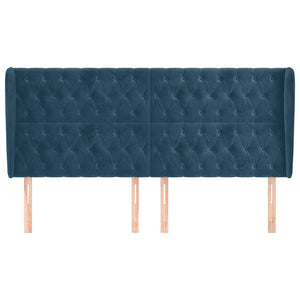 Kopfteil mit Ohren Dunkelblau 183x23x118/128 cm Samt