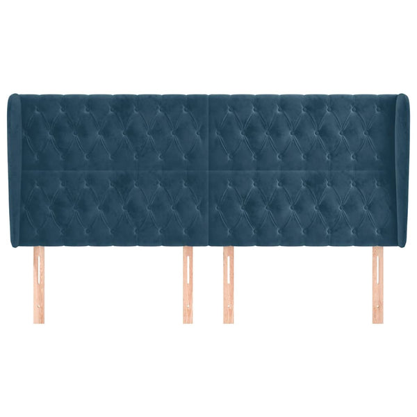 Kopfteil mit Ohren Dunkelblau 183x23x118/128 cm Samt