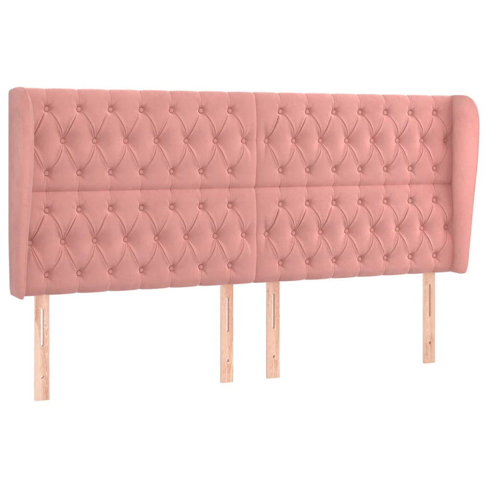 vidaXL Tête de lit avec oreilles rose 183x23x118/128 cm velours