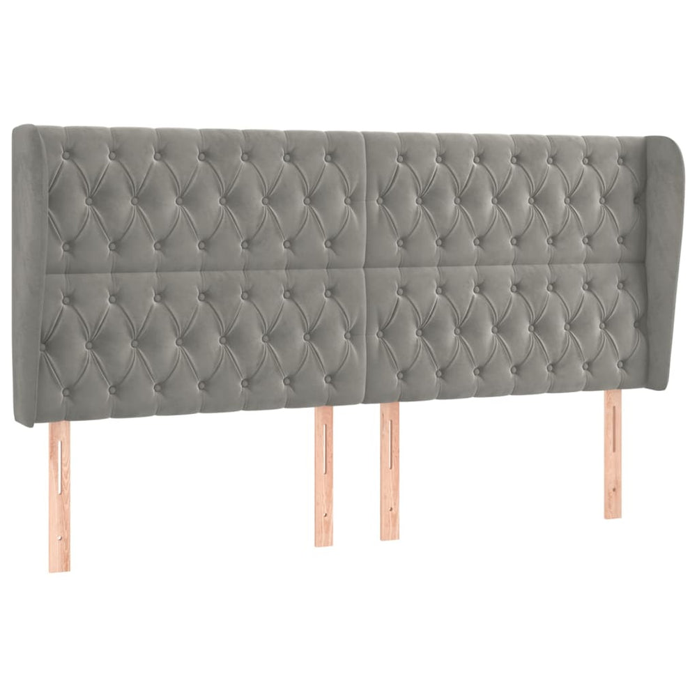 vidaXL Tête de lit à oreilles Gris clair 203x23x118/128 cm Velours