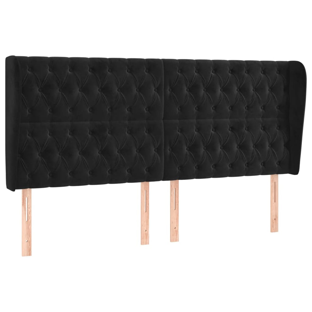 vidaXL Tête de lit à oreilles Noir 203x23x118/128 cm Velours