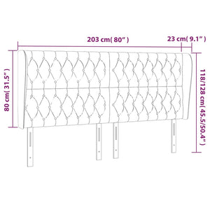 Kopfteil mit Ohren Schwarz 203x23x118/128 cm Samt