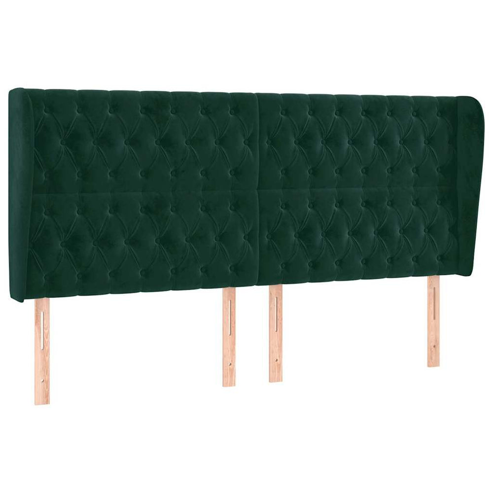 vidaXL Tête de lit à oreilles Vert foncé 203x23x118/128 cm Velours